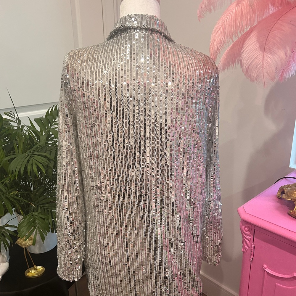 Sparkling Silver Sequin Jacket - image 2